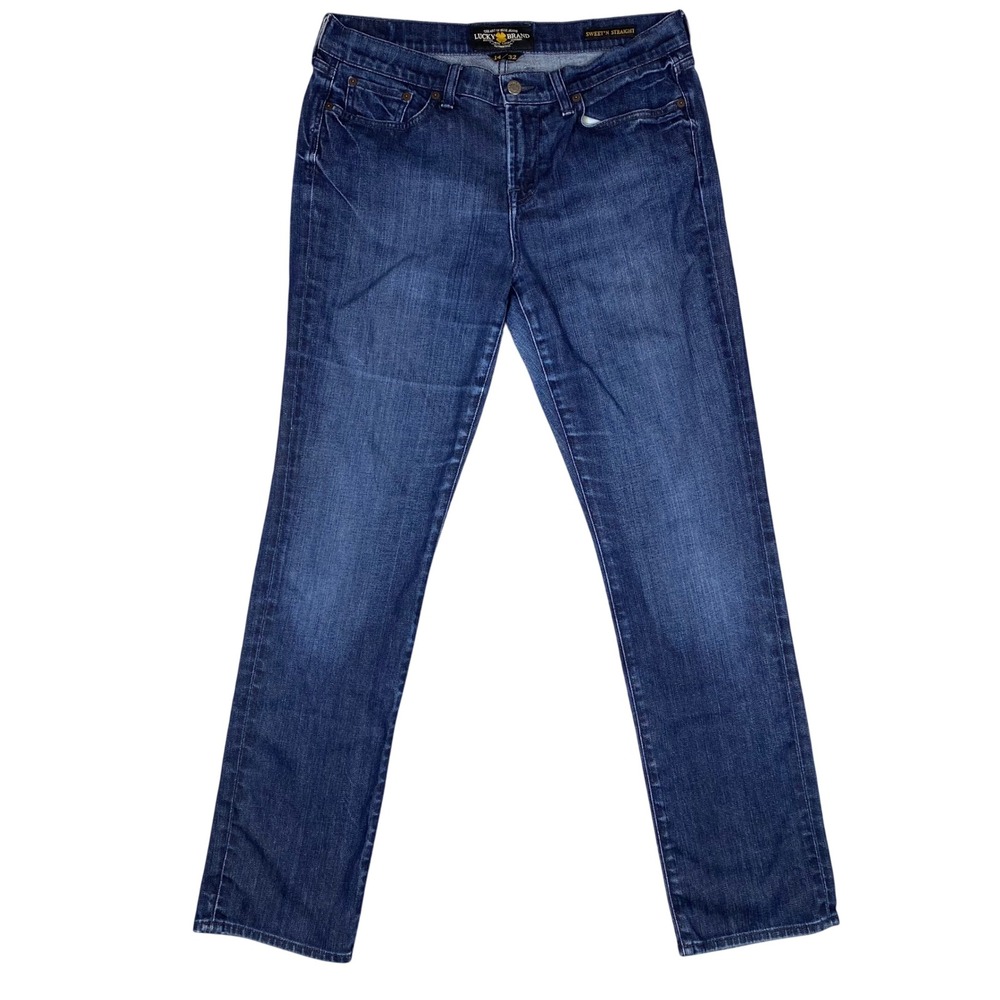 Lucky Brand Sweet‎ N Straight Dark Wash Stretch Denim Jeans Womens 14/32 Blue